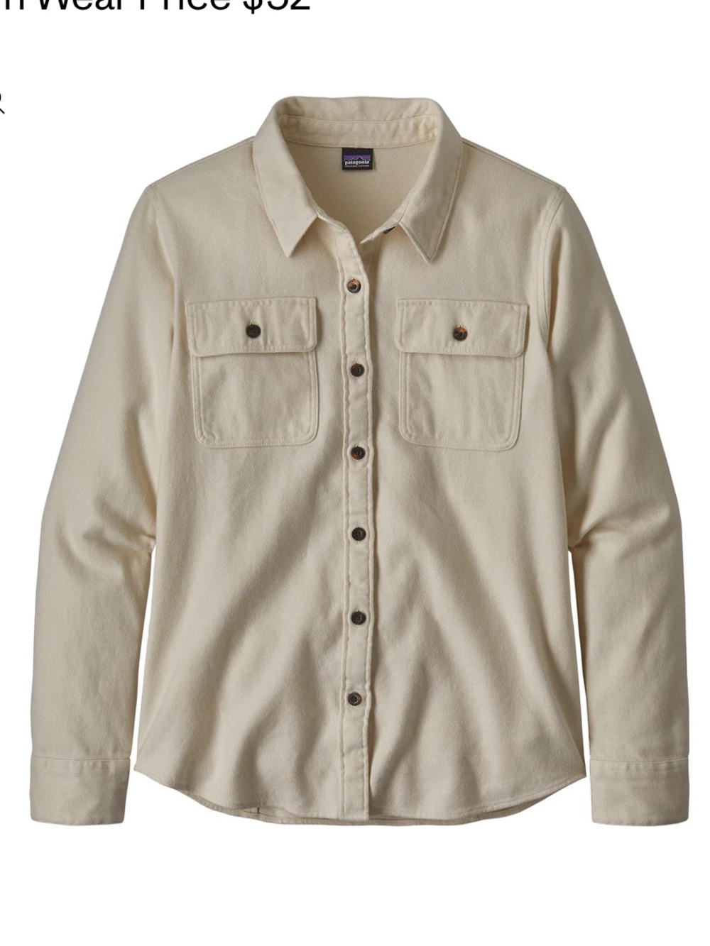 Patagonia Women’s Flannel Button-Down Shirt Jacket in Cream